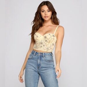Light yellow Beaded Bustier